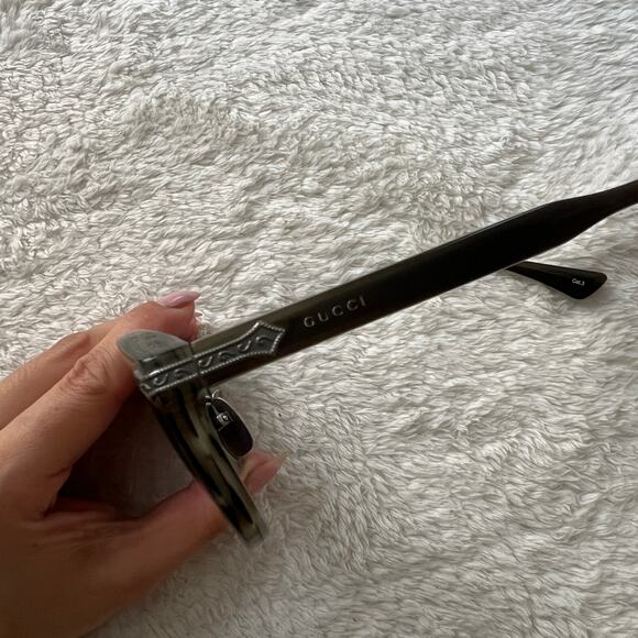 GUCCI Acetate Round Metal Sunglasses GG0071S Gray & Green - Picture 8 of 14